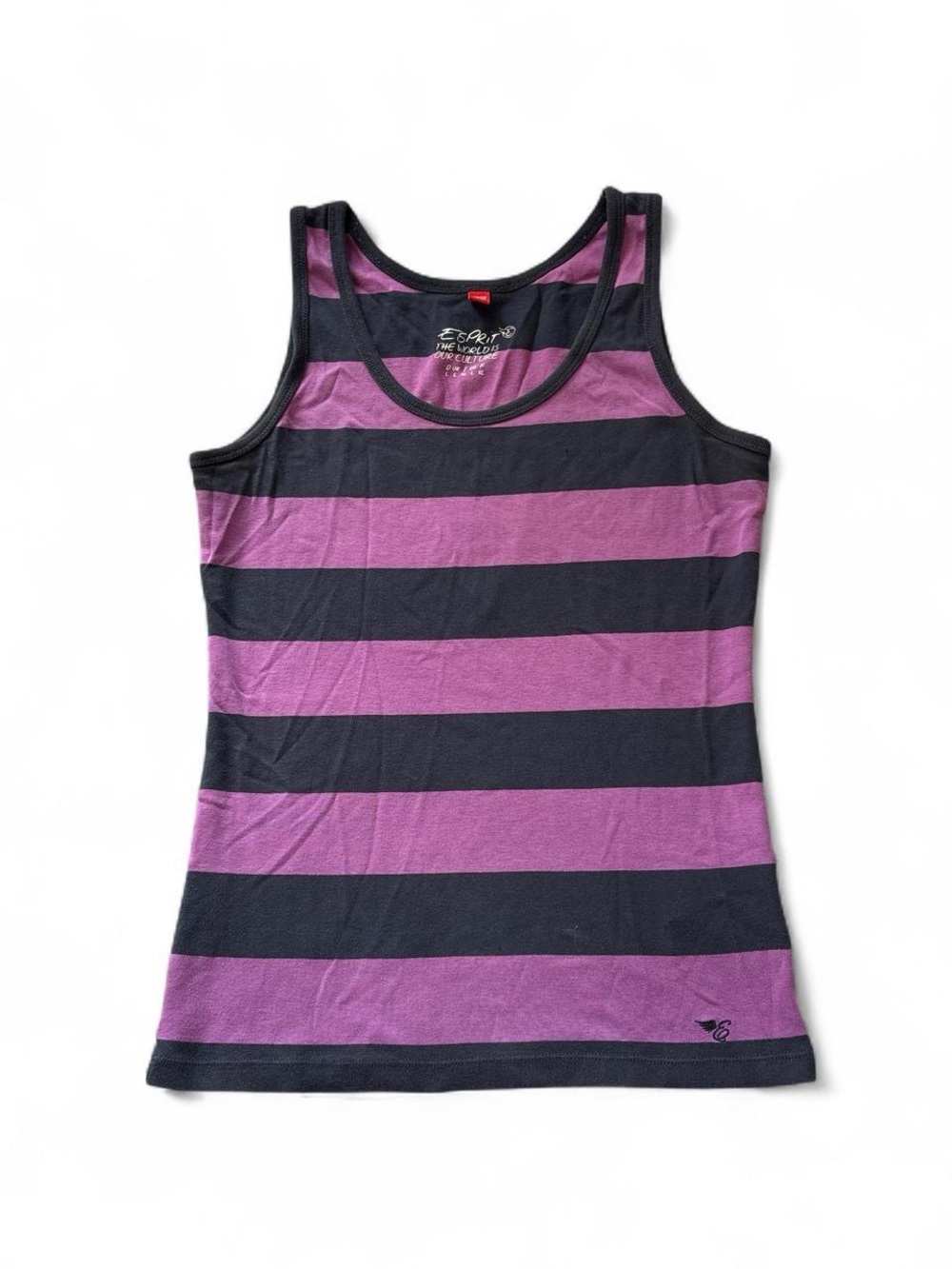 Vintage Y2K Esprit Striped Tank Top Purple Black Scoop Neck